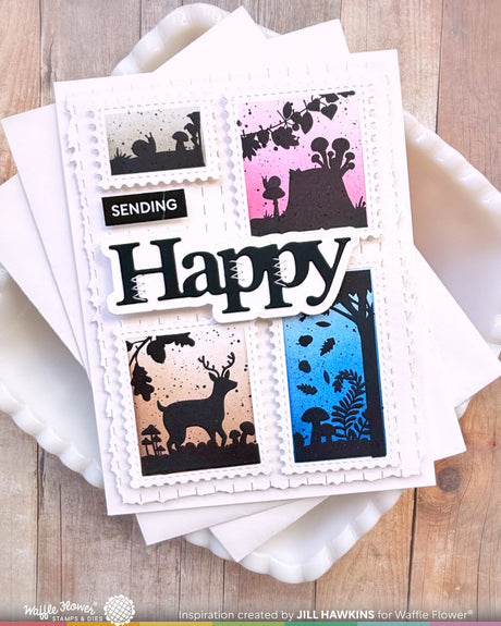 Waffle Flower Postage Collage Autumn Sunset Stamp Set
