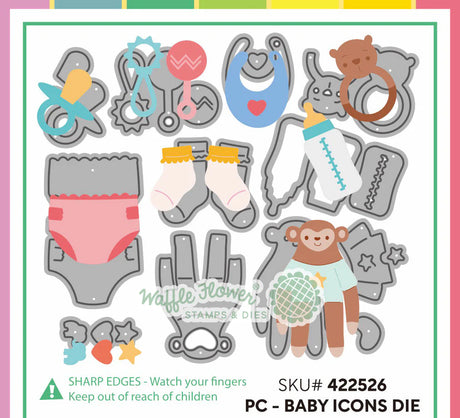 Waffle Flower Postage Collage Baby Icons Die - 422526
