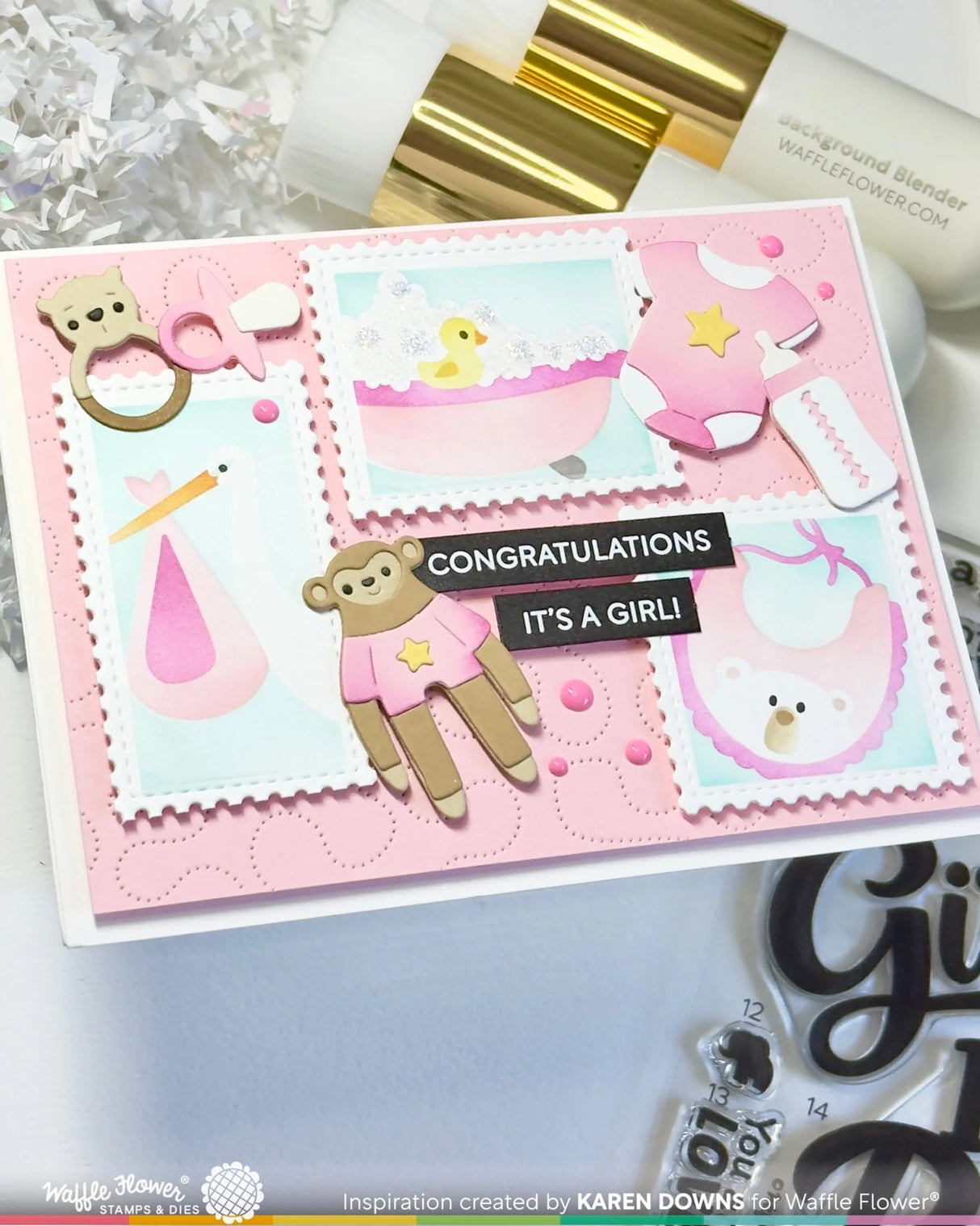 Waffle Flower Postage Collage Baby Icons Die - 422526