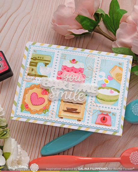 Waffle Flower Craft Postage Collage Baking Fun Stencil