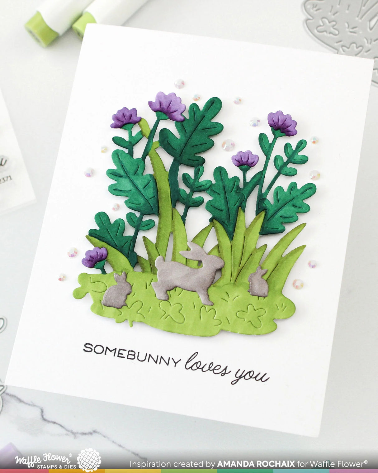 Waffle Flower Craft Postage Collage Bunny Silhouettes Die