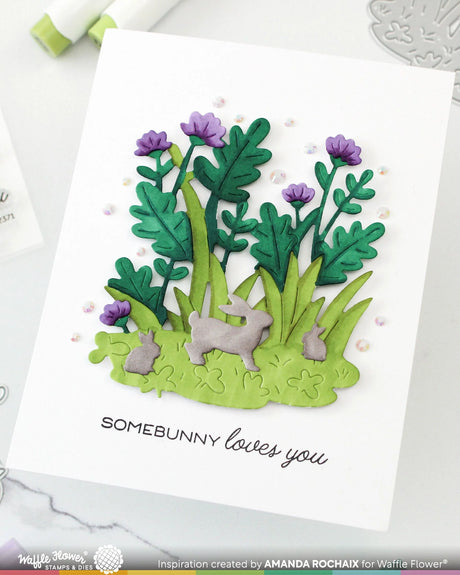 Waffle Flower Craft Postage Collage Bunny Silhouettes Die