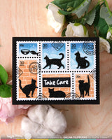 Waffle Flower Crafts Postage Collage Cat Silhouettes Die