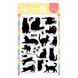 Waffle Flower Crafts Postage Collage Cat Silhouettes Stamp Set