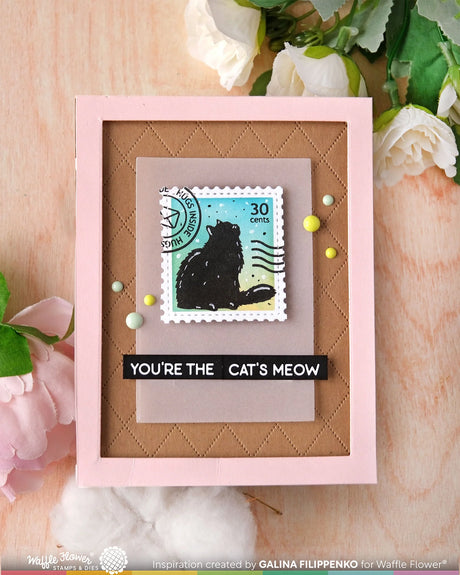 Waffle Flower Crafts Postage Collage Cat Silhouettes Stamp Set