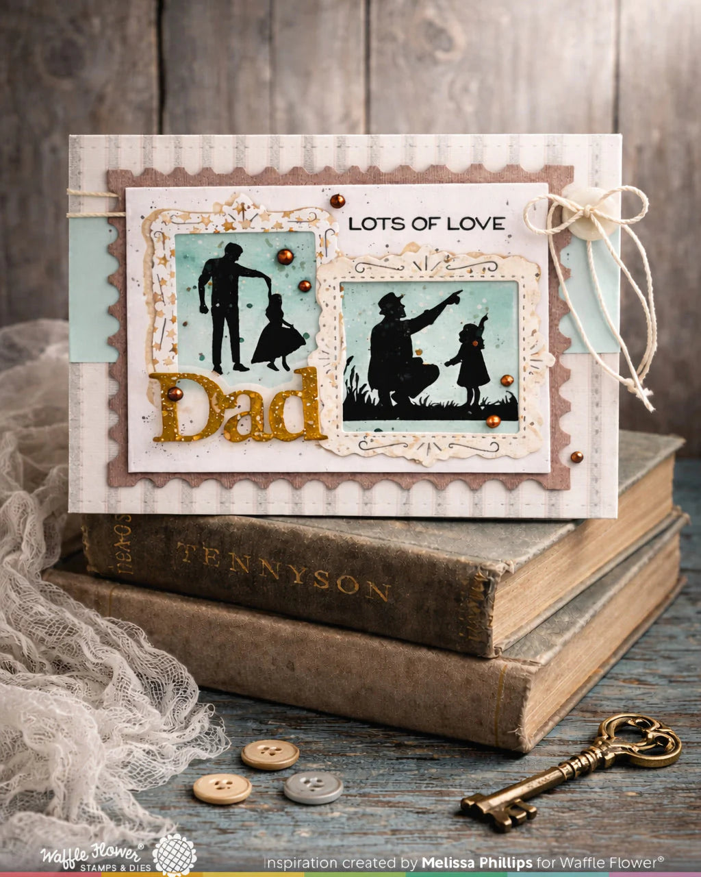 Waffle Flower Crafts Postage Collage Dad Silhouettes Stamp Set