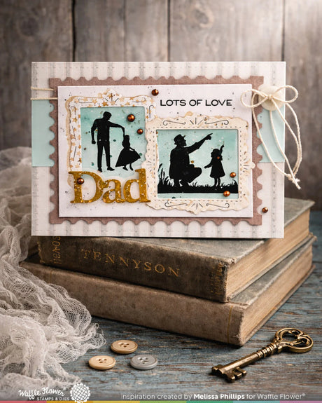 Waffle Flower Crafts Postage Collage Dad Silhouettes Stamp Set