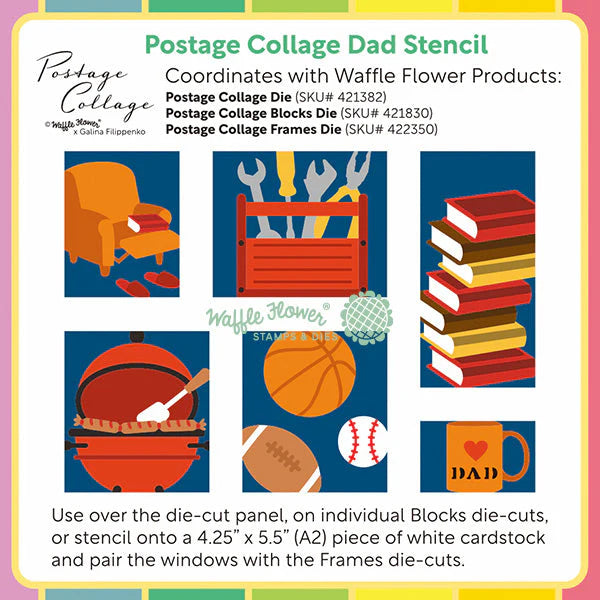 Waffle Flower Crafts Postage Collage Dad Stencil