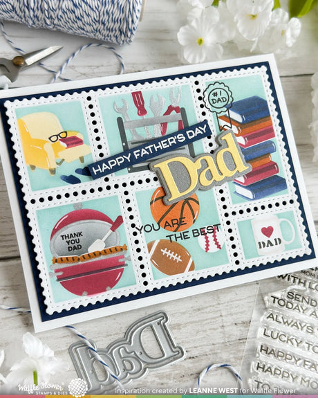 Waffle Flower Crafts Postage Collage Dad Stencil