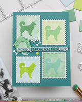 Waffle Flower Crafts Postage Collage Dog Silhouettes Stamp Set
