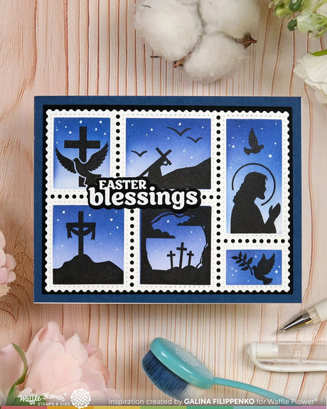 Waffle Flower Craft Postage Collage Easter Silhouettes Stamp Set