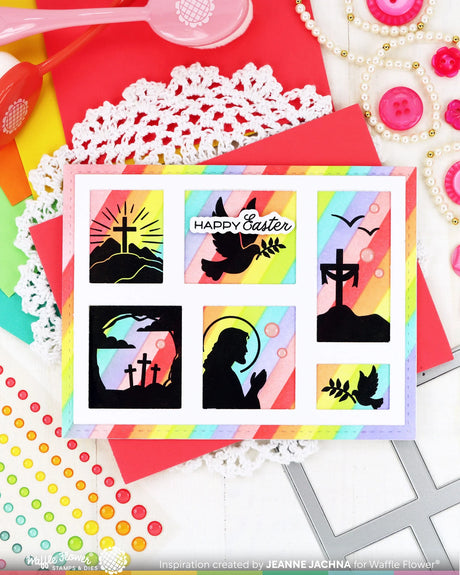 Waffle Flower Craft Postage Collage Easter Silhouettes Stamp Set