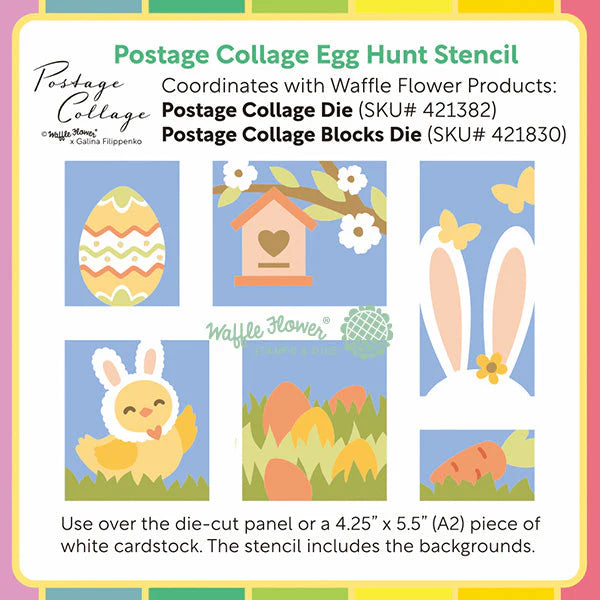 Waffle Flower Craft Postage Collage Egg Hunt Stencil