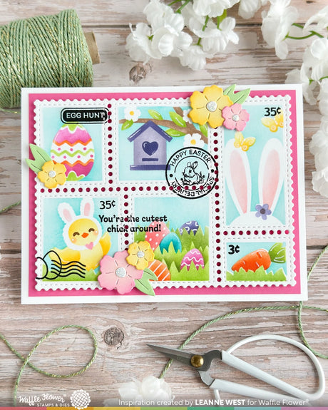 Waffle Flower Craft Postage Collage Egg Hunt Stencil