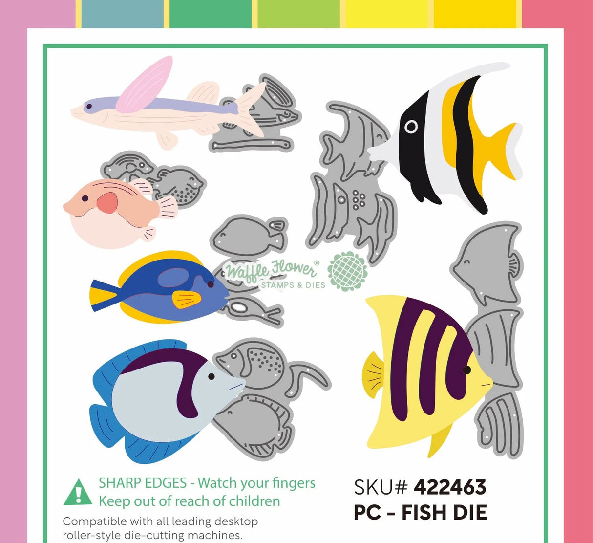 Waffle Flower Postage Collage Fish Die (422463)