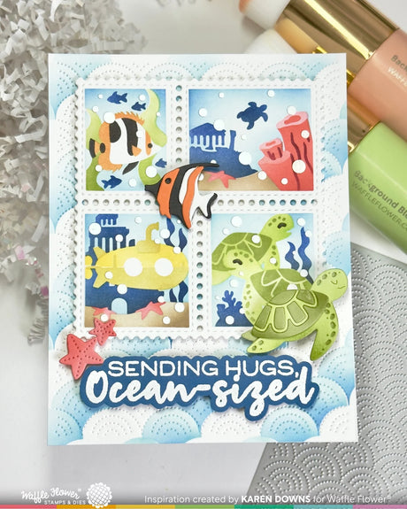 Waffle Flower Postage Collage Fish Die (422463)