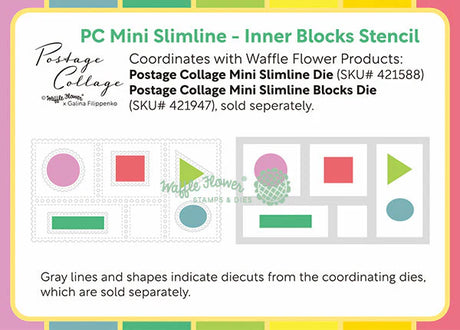 Waffle Flower Crafts Postage Collage Mini Slimline Inner Blocks Stencil