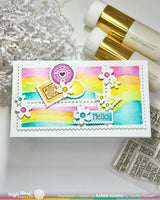 Waffle Flower Crafts Postage Collage Mini Slimline Inner Blocks Stencil