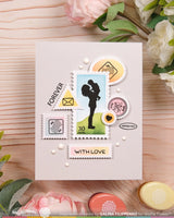 Waffle Flower Crafts Postage Collage Mom Silhouettes Stamp Set