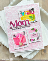 Waffle Flower Crafts Postage Collage Mom & Dad Details Stamp Set