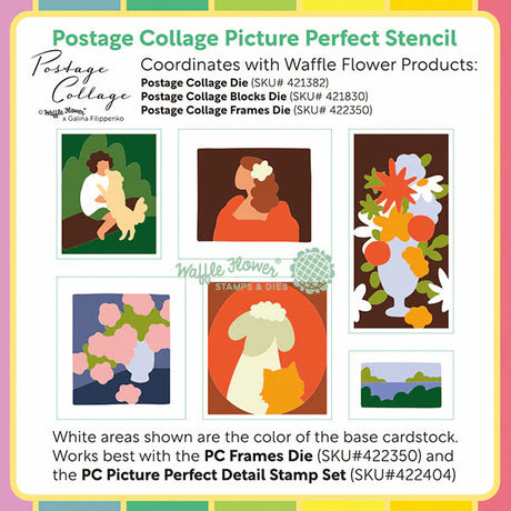 Waffle Flower Crafts Postage Collage Picture Perfect Stencil