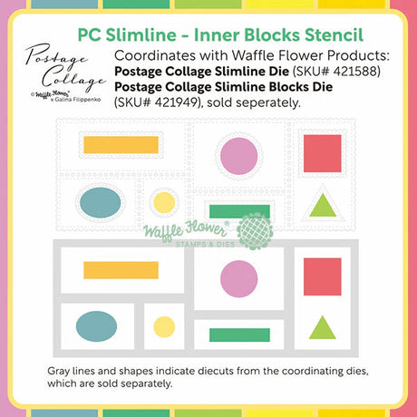 Waffle Flower Crafts Postage Collage Slimline Inner Blocks Stencil