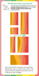 Waffle Flower Crafts Postage Collage Slimline Wavy Lines Stencil
