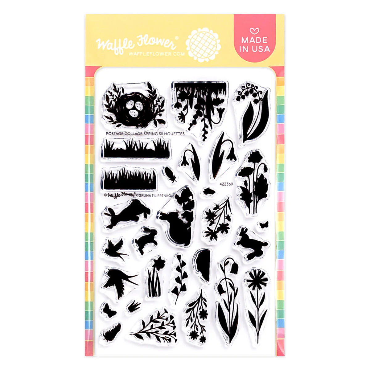 Waffle Flower Craft Postage Collage Spring Silhouettes Stamp Set