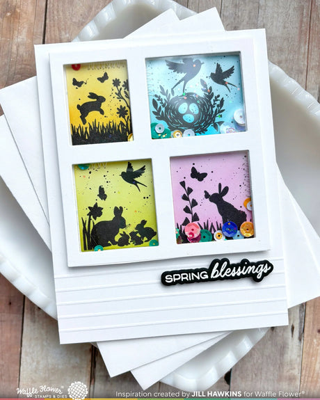 Waffle Flower Craft Postage Collage Spring Silhouettes Stamp Set