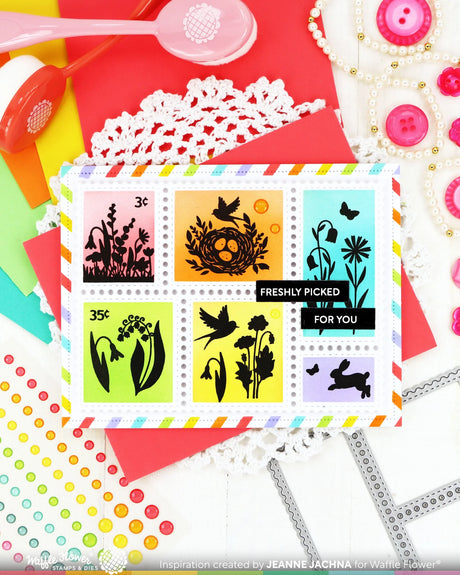 Waffle Flower Craft Postage Collage Spring Silhouettes Stamp Set