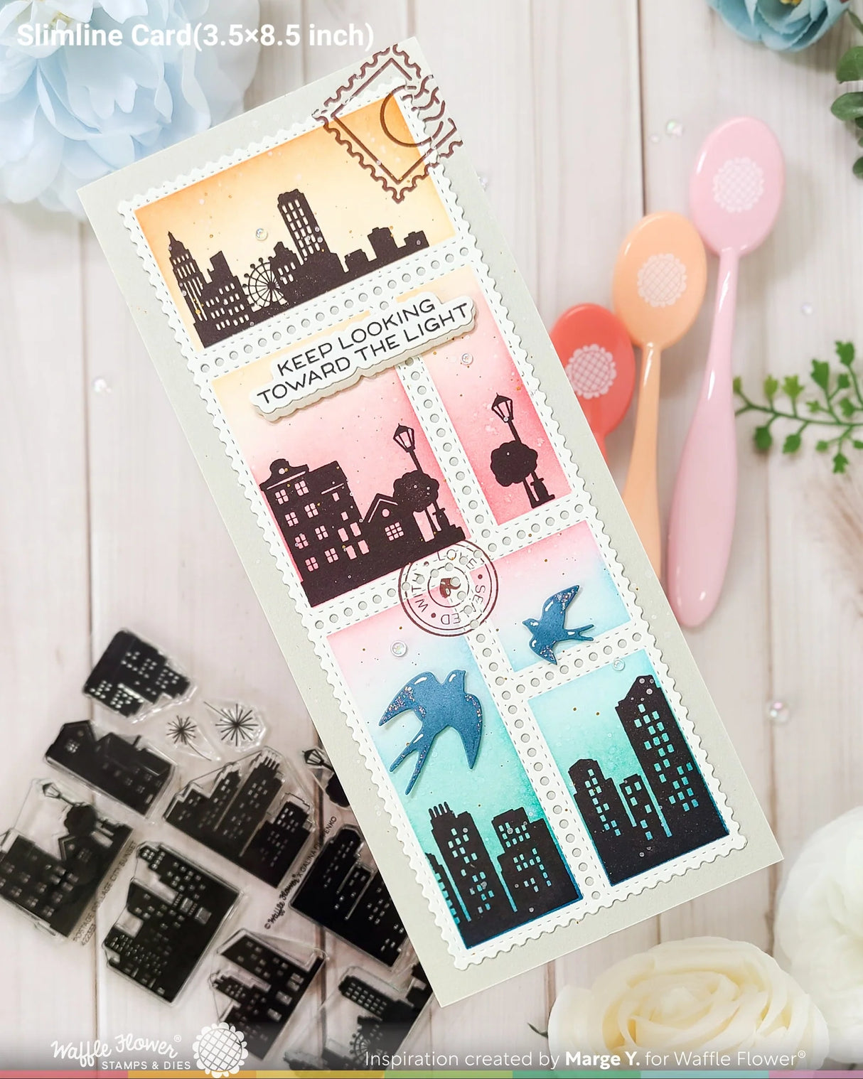 Waffle Flower Postage Collage Swallow Silhouettes Die - 422432