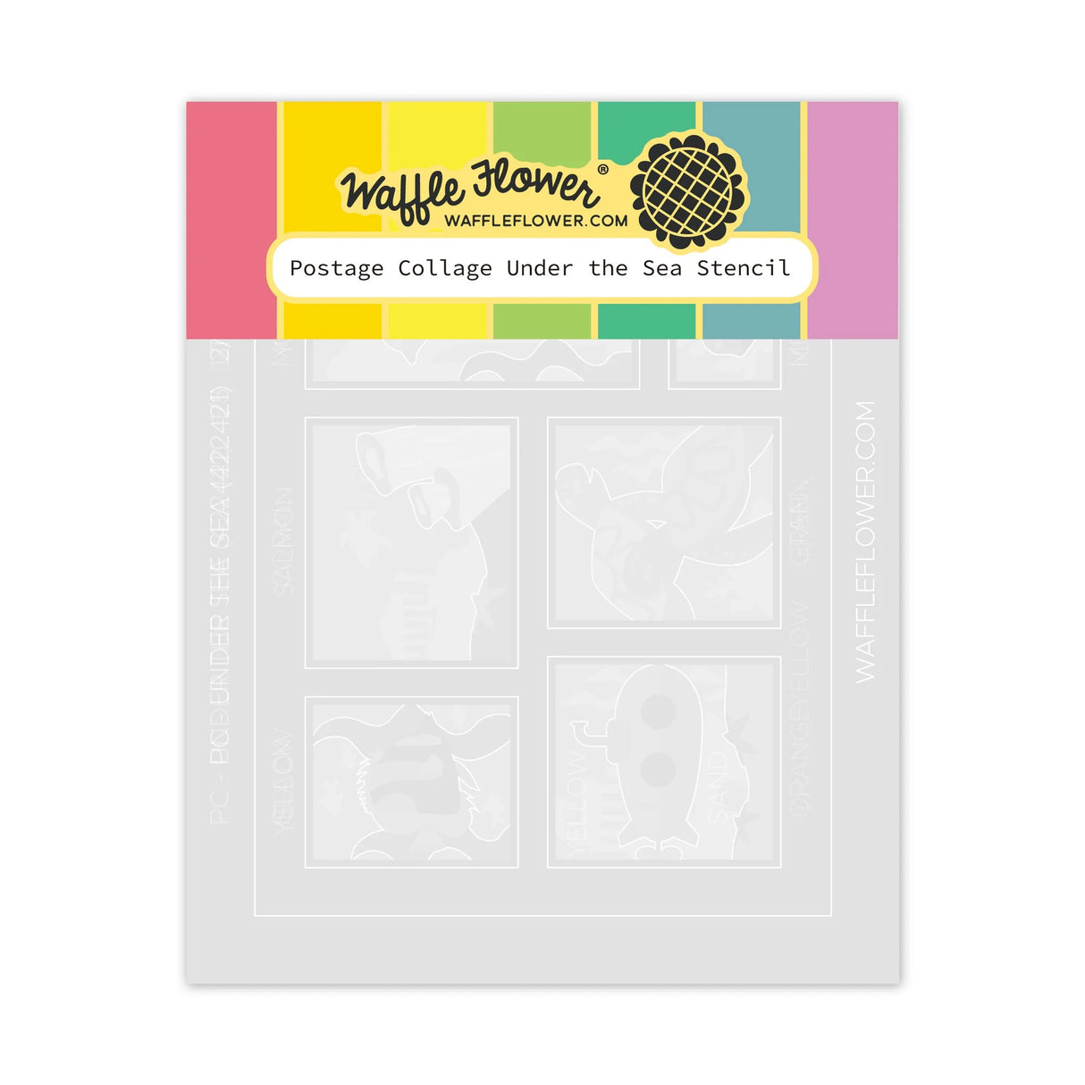 Waffle Flower Postage Collage Under the Sea Stencil (422421)