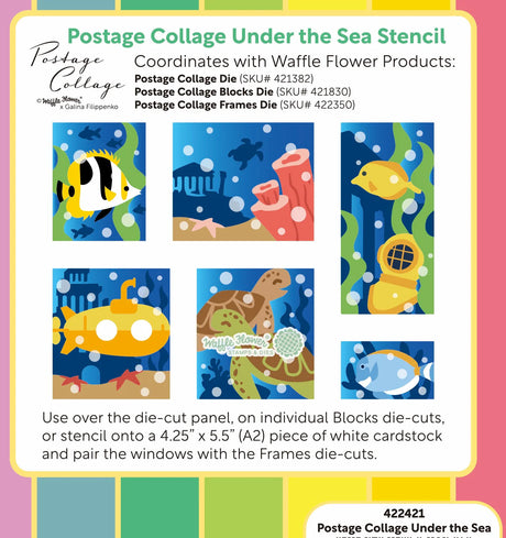 Waffle Flower Postage Collage Under the Sea Stencil (422421)