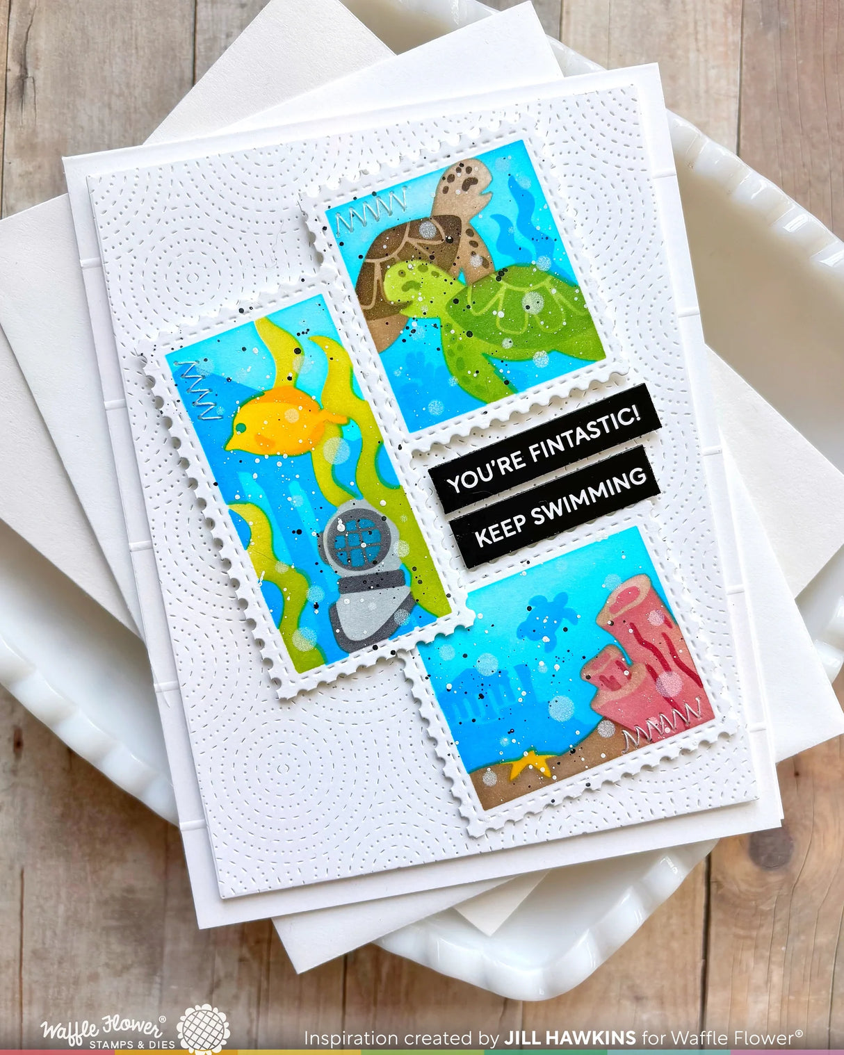 Waffle Flower Postage Collage Under the Sea Stencil (422421)