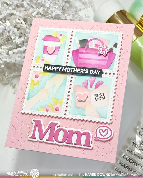 Waffle Flower Crafts Postage Collage Mom & Dad Details Matching Die
