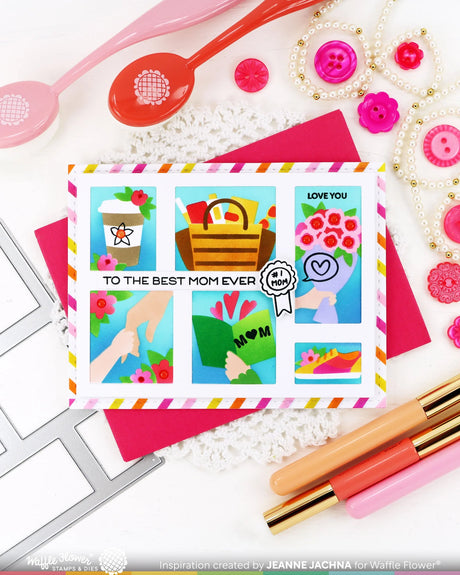 Waffle Flower Crafts Postage Collage Mom & Dad Details Matching Die