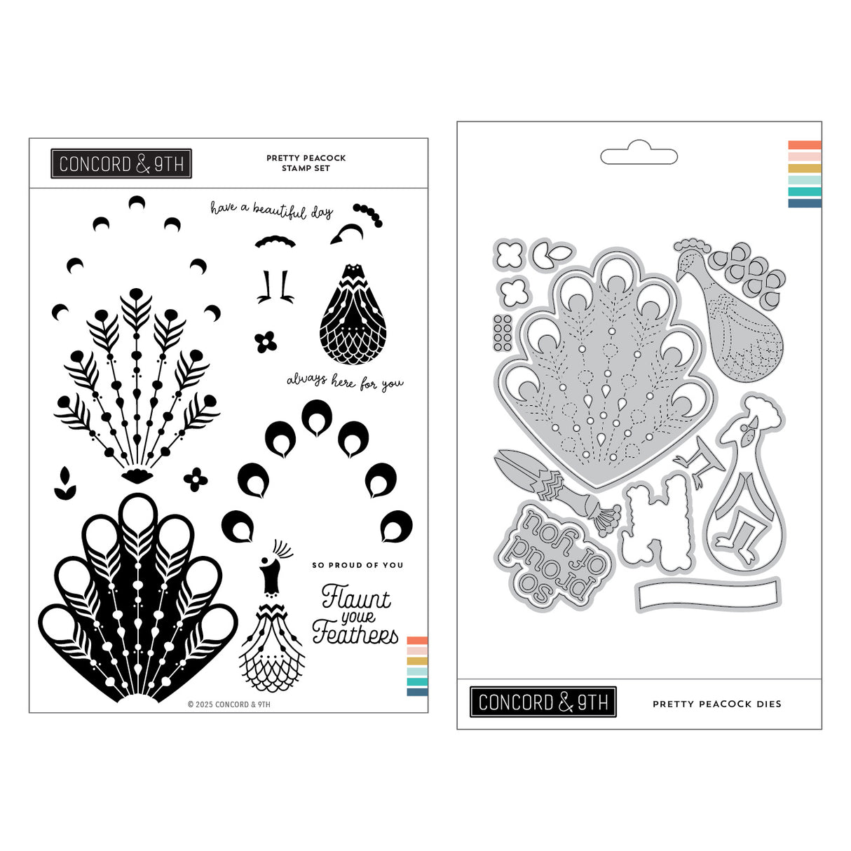 Concord & 9th Pretty Peacock Stamp Set (6 x 8) & Die Bundle