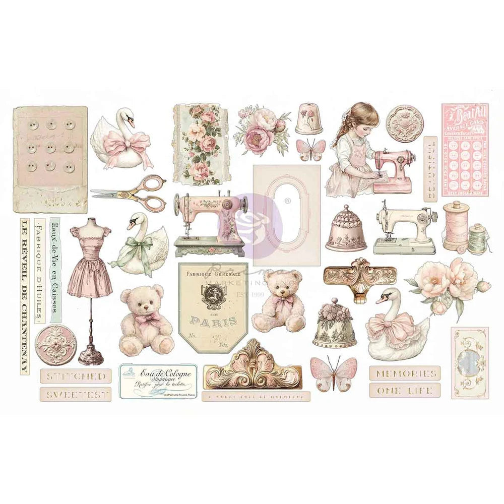 Prima Marketing Buttons & Keepsakes by Frank Garcia Stitched Clippings Ephemera