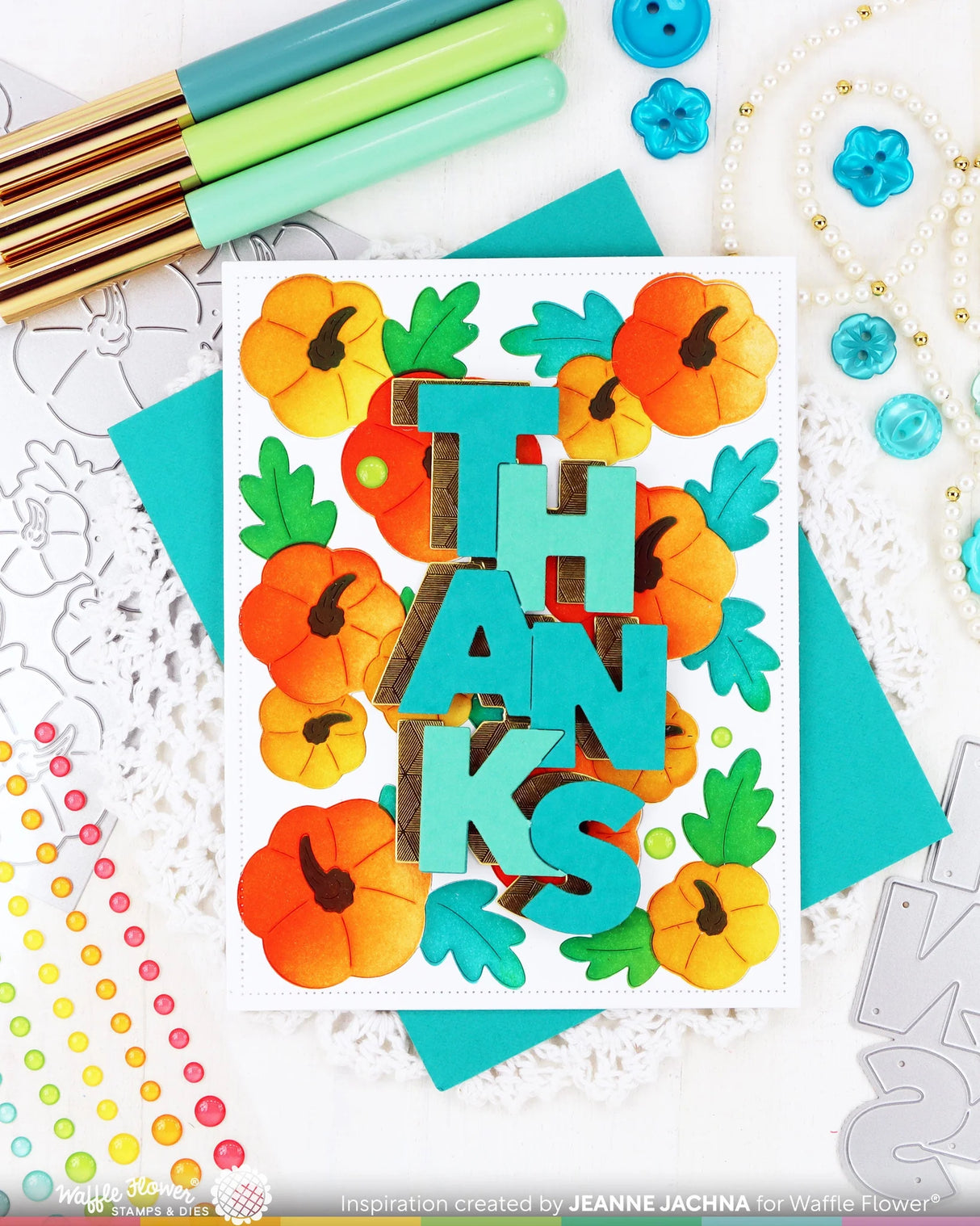 Waffle Flower Overlapping Vertical Thanks Word Die