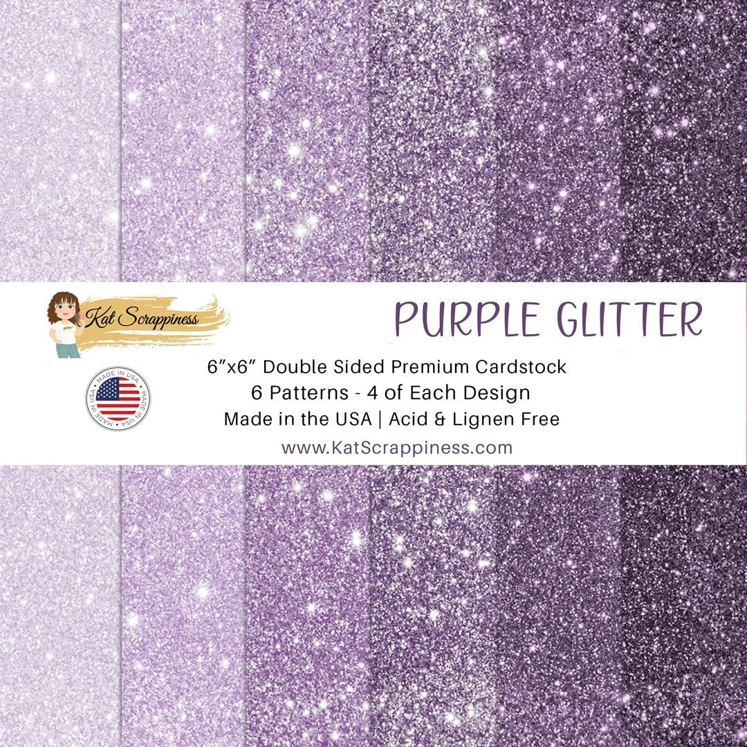 Kat Scrappiness Purple Faux Glitter 6x6 Paper Pad