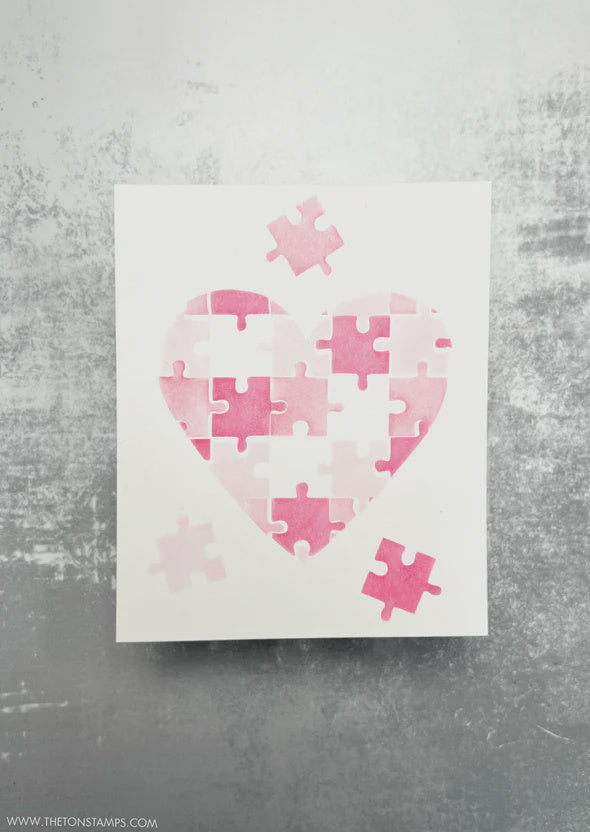 The Ton Stamps Puzzle Heart Stencils