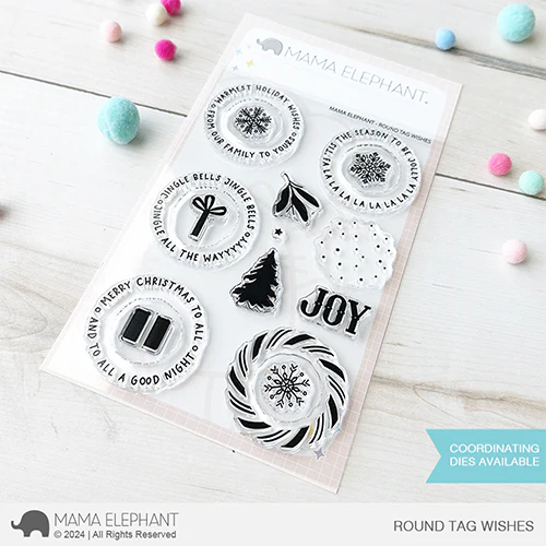 Mama Elephant ROUND TAG WISHES