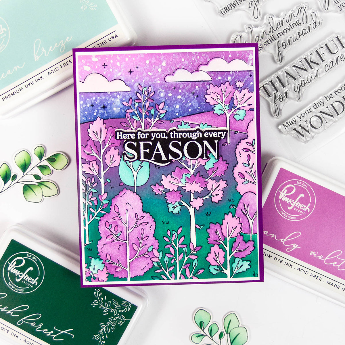Pinkfresh Studio Dreamer's Forest cling stamp & Stencil Bundle