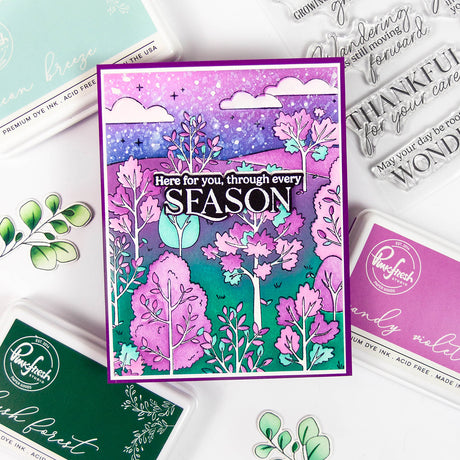 Pinkfresh Studio Dreamer's Forest cling stamp & Stencil Bundle