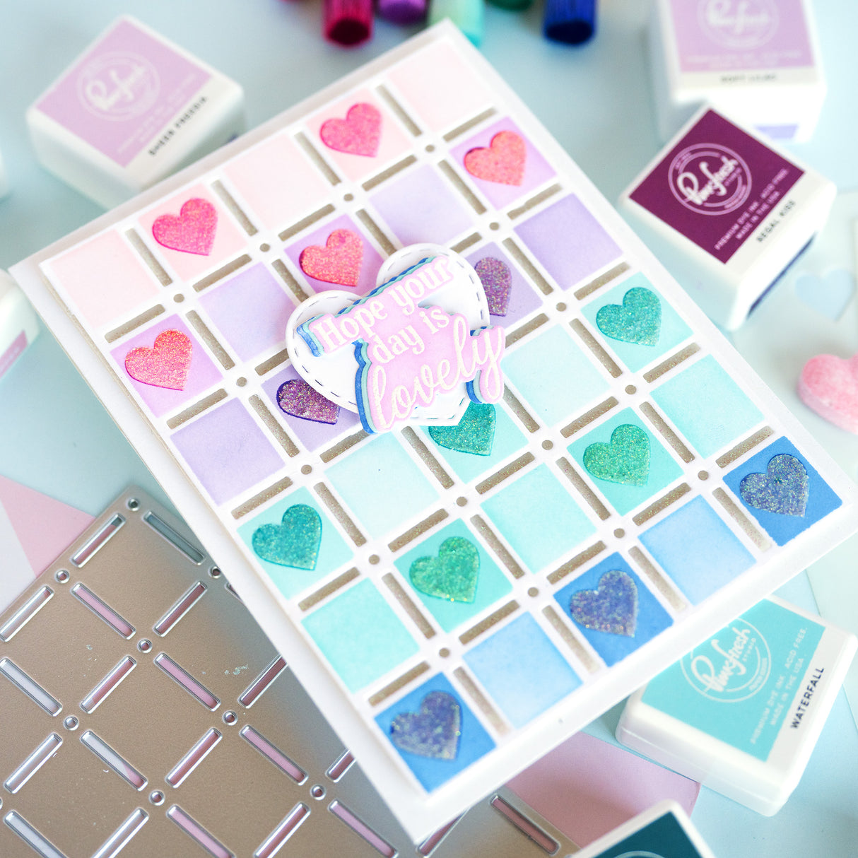 Pinkfresh Studio Refined Grid Builder stencil