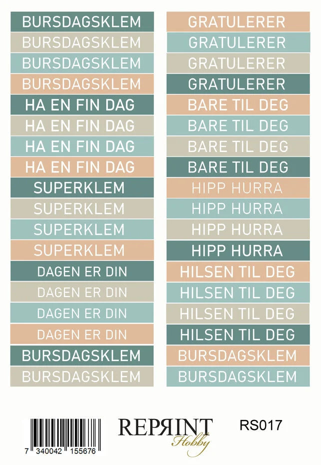 Reprint Masculine Moments 10x20cm Stickers (RS032)