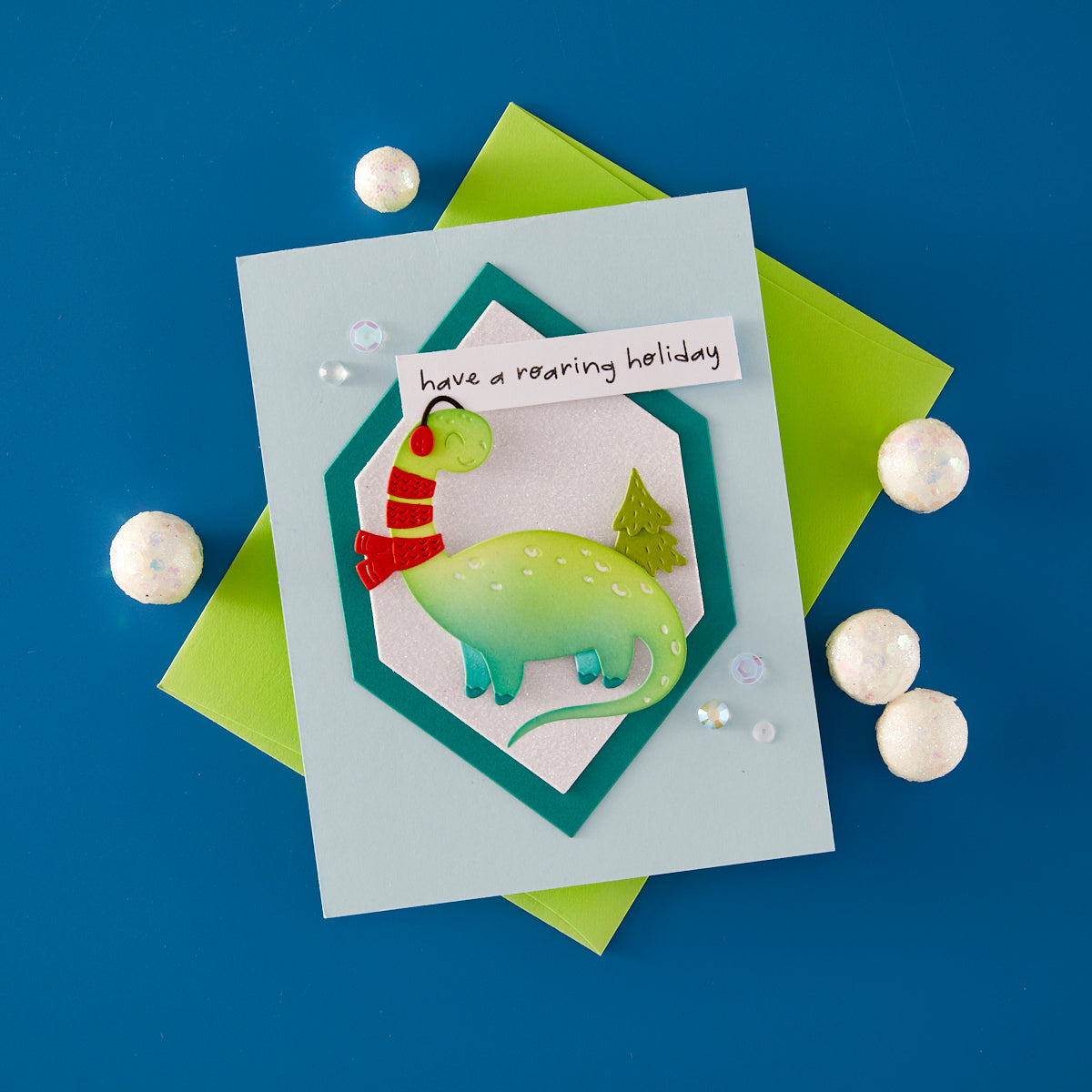 Spellbinders Independent Exclusive - Dino-Sized Holiday Clear Stamp & Die Set