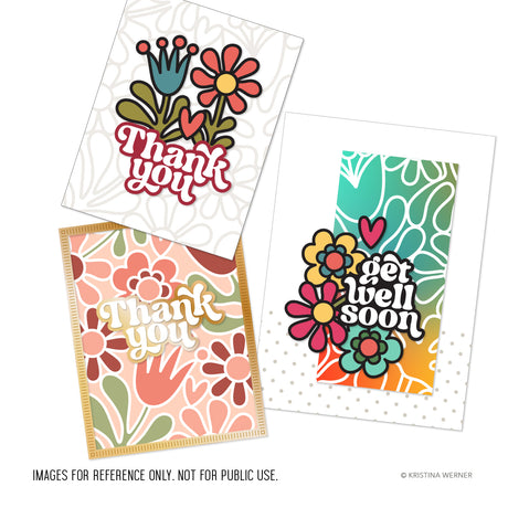 Concord & 9th KW Retro Flowers Stamp Set (6 x 8) & Die Bundle