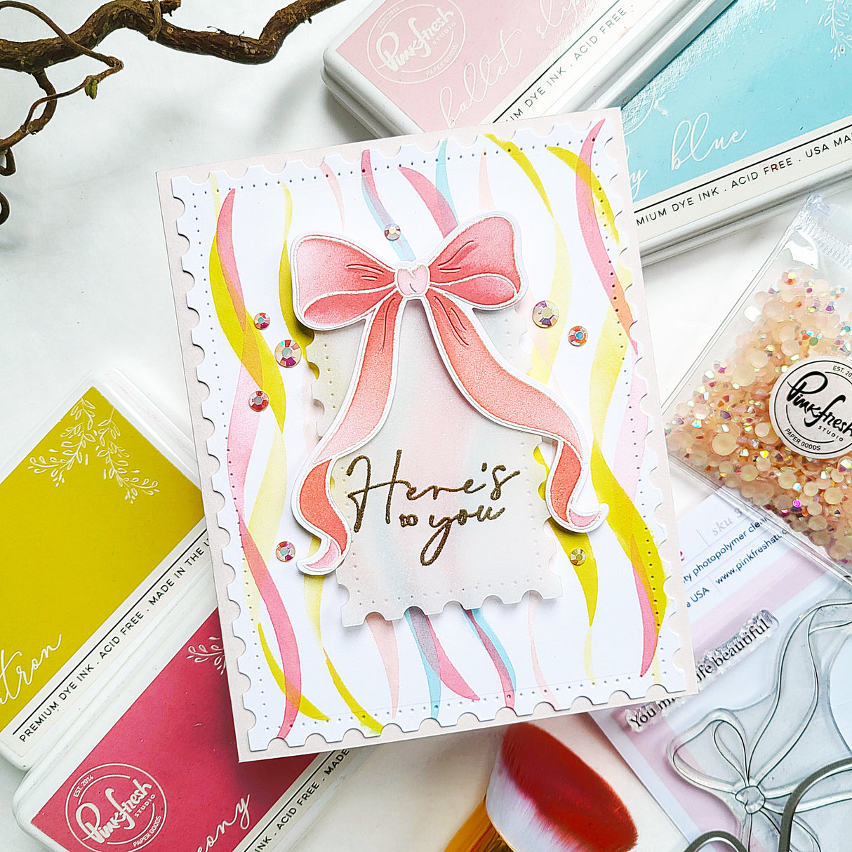 Pinkfresh Studio Ribbon Cascade Stencil