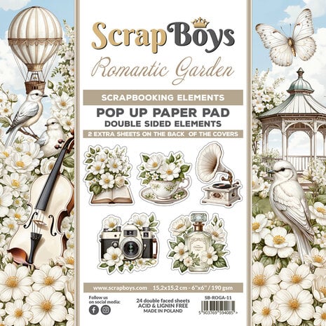 ScrapBoys Romantic Garden 6x6 Inch Pop Up Paper Pad (SB-ROGA-11)